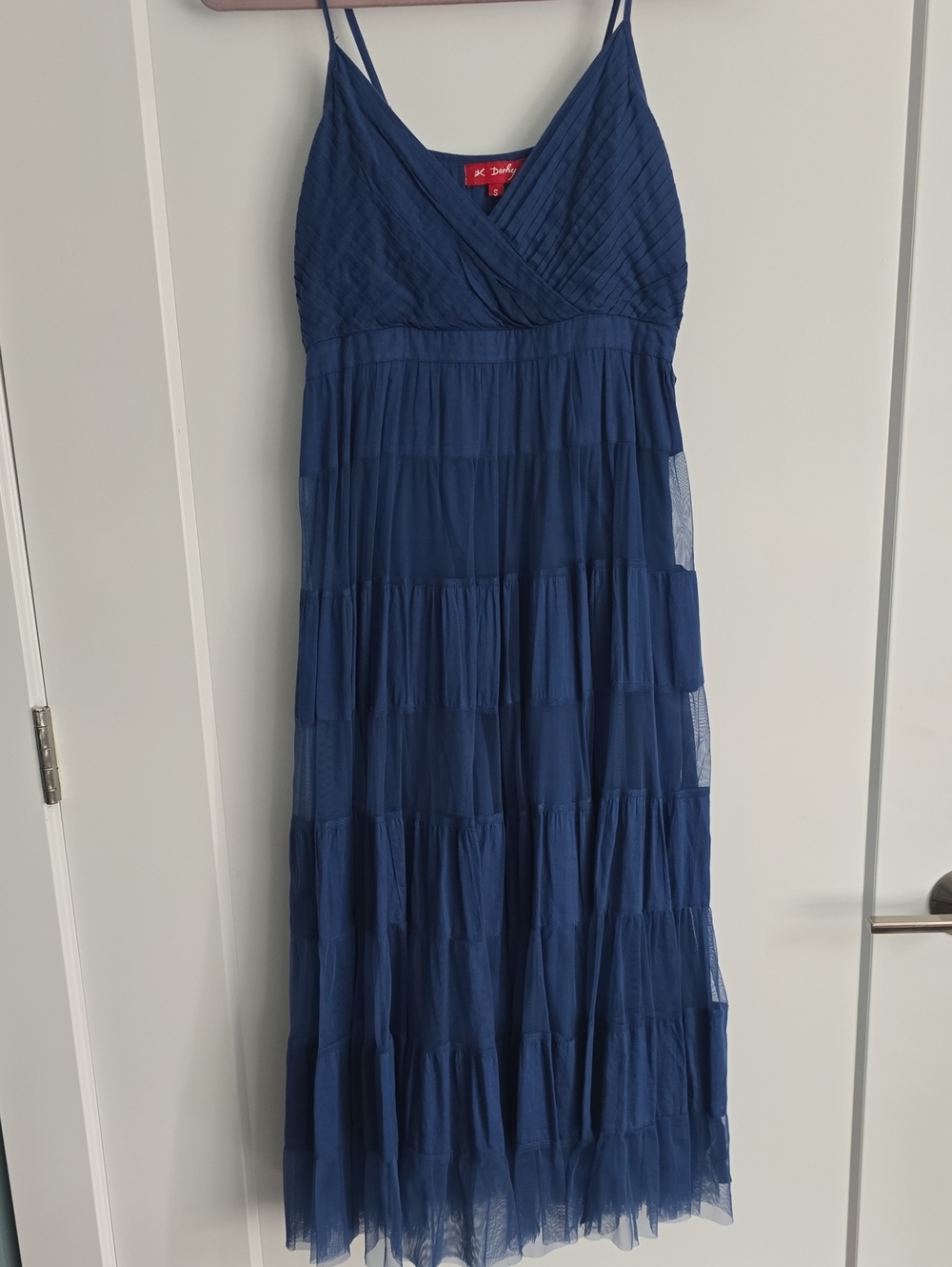 Blue Tiered Maxi Dress with Spaghetti Straps